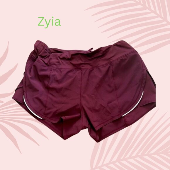 ZYIA Red Athletic Shorts Moisture-Wicking Elastic Waistband burgundy with liner - Picture 1 of 4
